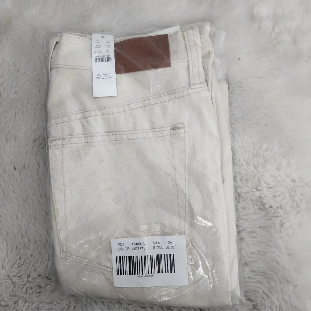 J. Crew Slouchy Boyfriend High Waisted Jean Ecru White Rigid Denim NWT 24